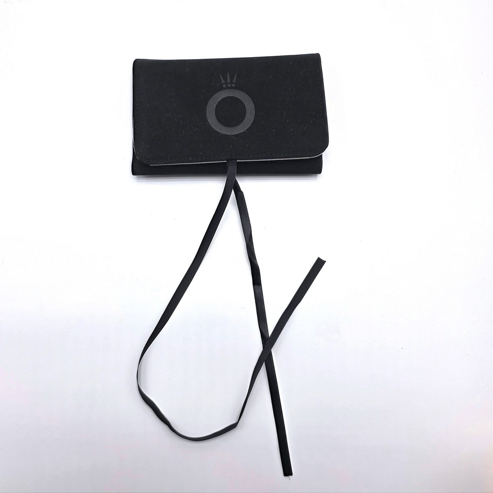 Pandora Black Flocked Jewelry Travel Roll Organizer Ribbon Tie Small Case